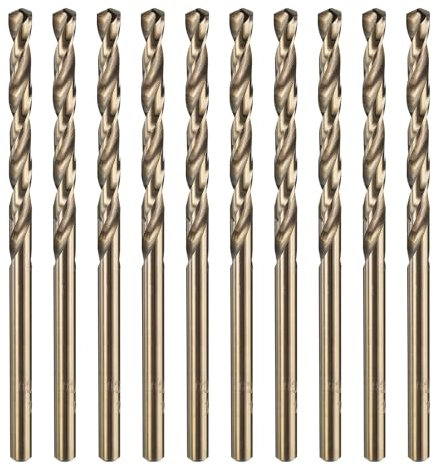 sourcing map 10pcs M35 Cobalt Twist Drill Bit 3.5mm(9/64) Dia High-Speed Steel Metric Drill Bit with Titanium Coating For Drilling Hard Metals, Stainless Steel, Alloy Steel, Cast Iron