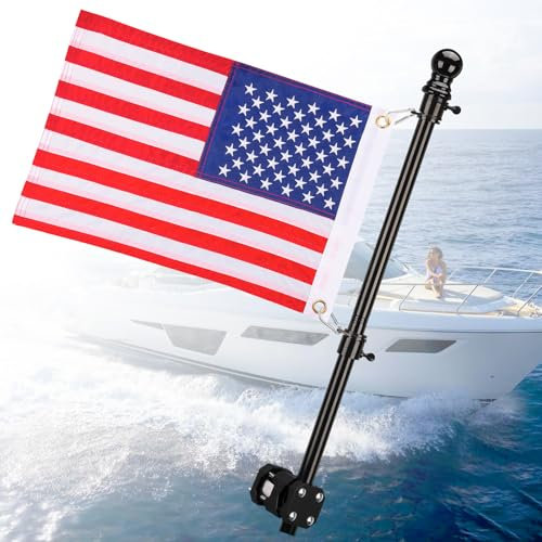boat flag pole kit (Black, 1 Pack)