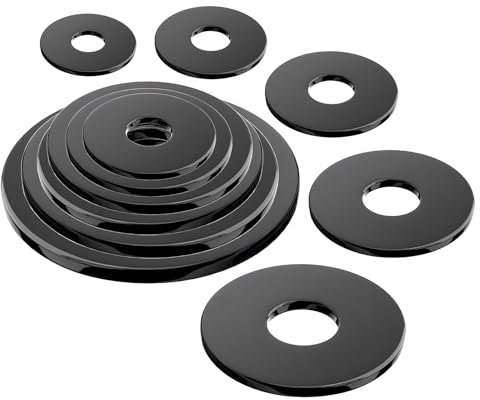 Qrity 20 Pezzi Rondelle Piatte, M4 Acciaio al Carbonio Rondella Metallo Distanziali, 4mm x 16mm O Ring Nero per La Riparazione e Costruzione
