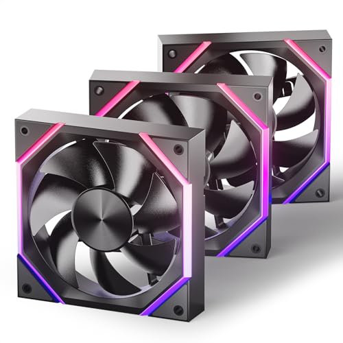 AsiaHorse Nyota ARGB Ventilador PC 120MM [3 Piezas] [HDB] Ventilador RGB de 2000 RPM/61.5 CFM/2,16 MMH2O 5V 3 pines ARGB 12V 4pines PWM vida útil de 50000 horas
