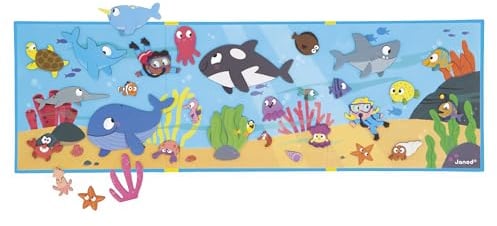 Janod - Magnéti'Stories Meeresfonds - Magnetisches Lernspiel mit 30 Magneten - Kinderspielzeug aus FSC-Karton - Fördert die Vorstellungskraft und die Feinmotorik - Ab 3 Jahre - J05448