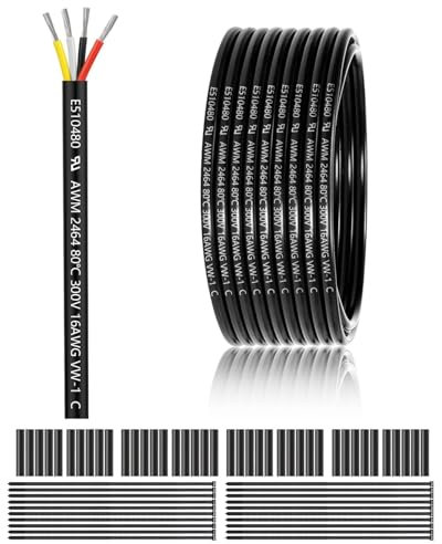 16 AWG 4 x 1,5 mm² 4 fili cavo 30 metri, 16 AWG 4 fili filo in rame stagnato, PVC 16AWG 4 fili per DC 5V/12V/24V, illuminazione a LED, prolunga auto, ecc. Certificazione CE