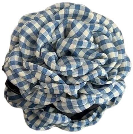 SLXLYH Elegante pinza para el pelo de flores a cuadros para mujer, versátil clip para el pelo para el viaje diario (azul)