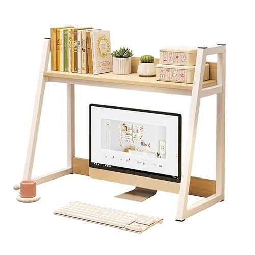Estantería organizadora de escritorio para escritorio de computadora, diseño de escalera para oficina de estudio