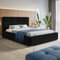 MOTIVENA Luna Bett 180x200, Polsterbett 180x200, mit Bettkasten, mit Stauraum, mit Lattenrost, mit Kopfteil, ohne Matratze, Samt, Schwarz