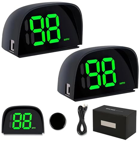 2 Pack GPS Digital Speedometer for Car MPH Golf Cart Universal HUD Speed Meter with LED Large Font Head Up Display Car Accessories with USB Cable Plug Play for Truck Motor SUV Golf Cart All Vehicles