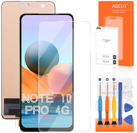 AGCUT LCD Display for Xiaomi Redmi Note 10 Pro 4G LCD Screen for Redmi Note 10 Pro 4G M2101K6G M2101K6R 6.67 Inch Screen Replacement Touchscreen Digitizer Assembly with Tools, Black Incell