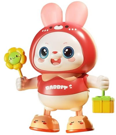 Gonetre Musical Dance Bunny Spielzeug Elektronische Interaktive Süße Hasen Kopf -Up -Training Spielzeug mit Musik und Lichtern für Neugeborene Babys Kleinkinder Home Outdoor Plastik (Rosa)