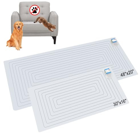 SEERWAY Scat Mat for Dogs and Cats, 2-Pack Pet Training Mat with 3 Modes | Indoor Electric Shock Pad Keeps Pets Off Couch, Sofa, Countertop | 2 Sizes (48x20 + 30x16)