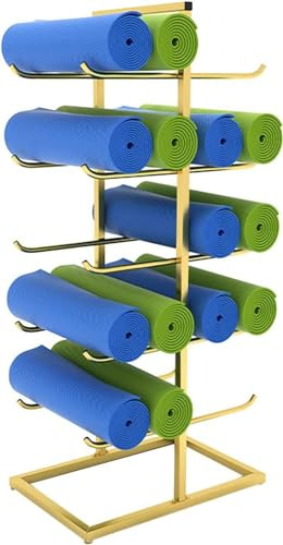 Freistehender Yogamattenständer, 5-stöckig, Metall-Aufbewahrungs-Organizer für Heim-Fitnessstudio und Yoga-Raum