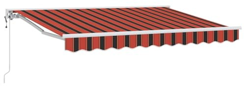 QJBSAVVA Elektrische Markise 3,5x2,5m Einziehbare Gelenkarmmarkise mit Solar-Antrieb und Fernbedienung Halbkassette Markise für Terrasse Garten Balkon Orange Schwarz Gelb Weißes Gestell