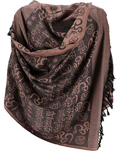 GURU SHOP Pashmina Viskose Schal/Stola mit OM Muster - Braun, Herren/Damen, Synthetisch