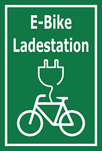 Melis-Folienwerkstatt Schild - E-Bike Lade-Station - 15x10cm | Bohrlöcher | 3mm Hartschaum – S00050-067-G -20 Varianten
