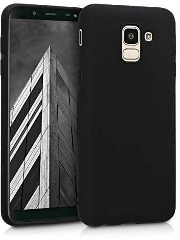 kwmobile Hülle kompatibel mit Samsung Galaxy J6 Hülle - weiches TPU Silikon Case - Cover geeignet für kabelloses Laden - Schwarz matt