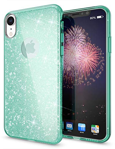 NALIA Hülle kompatibel mit iPhone XR, Handyhülle Glitzer Ultra-Slim Silikon-Case Back-Cover Schutzhülle, Glitter Sparkle Handy-Tasche Bumper, Dünnes Bling Strass Etui, Farbe:Mint