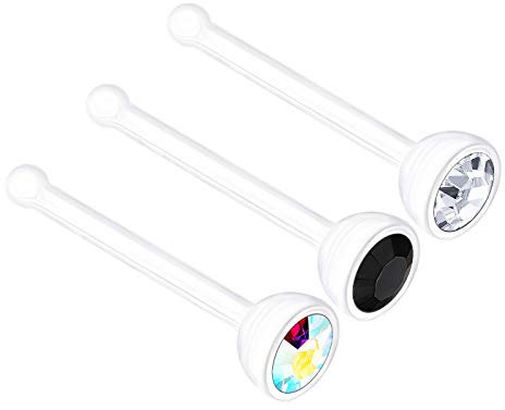KJM FASHION 3 STK Durchsichtig Bioflex Nasenpiercing Stecker 0,8mm 20gauge 7mm 2.5mm Kristallkugel Ohrringe Piercing Schmuck 2007