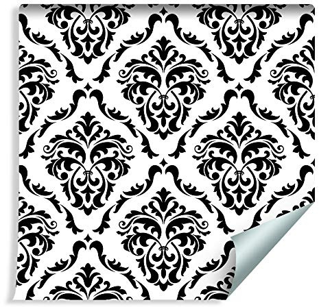 Muralo Papier Peint Ornements Classiques en Noir et Blanc Vinyle Design Géométrique Glamour - 109538591