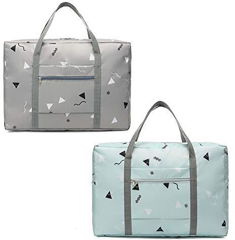 (2er Pack) Faltbare Reisetasche, wasserdichte Handgepäcktasche, leichte Reisetasche für Sport, Fitness, Urlaub (Weihnachten, Geometri)