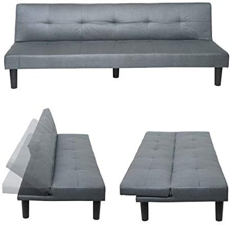 Mendler 3er-Sofa HWC-G11, Couch Schlafsofa Gästebett Bettsofa Klappsofa, Schlaffunktion 195cm - Stoff/Textil, grau