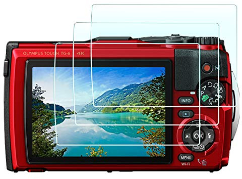 HUIPUXIANG TG6 TG5 Displayschutz Displayschutzfolie für Olympus TG-6 TG-5 wasserdichte Kamera, 0,3 mm, High-Definition, 9H Härte, optisches LCD-Glas, Premium-Schutzabdeckung [3 Stück]