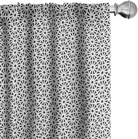 ABAKUHAUS Orient Vorhänge, Gardinen, altes Motiv, Fensterbehandlungen für Wohnzimmer Schlafzimmer Dekor, 2 Stück 75 cm b x 175 cm h, Schwarz-Weiss