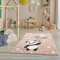 Jimri Teppich Kinderzimmer - Teppiche für Kinderzimmer, Kinderteppich, Kinderteppich Mädchen, Bär, Panda, (Hellrosa, Größe: 80x150 cm)