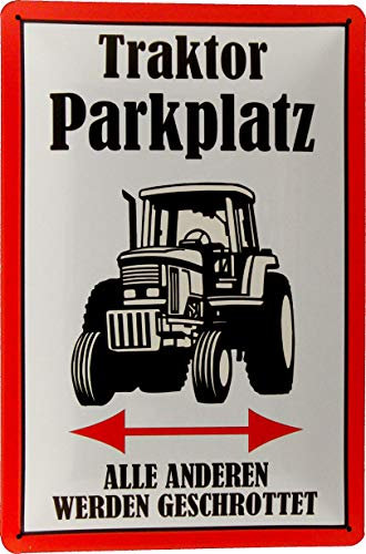 Tin Sign Blechschild 20x30 Traktor Parkplatz Trecker Bulldog Parking only Acker Schlepper Landwirtschaft Zugmaschine Bauernhof Auto LKW