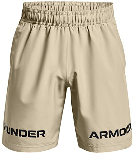 Under Armour Mens Shorts Men's Ua Woven Graphic Wordmark Shorts, Khaki Gray, 1361433-037, XL
