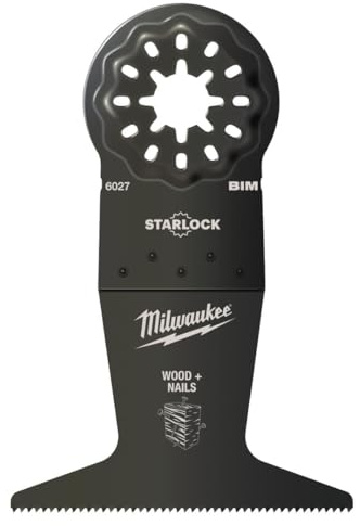 Milwaukee, Multitool Klinge Bi-Metall Holz genagelt – 65 x 42 mm – 48906027, entworfen für schnelle Klingenwechsel für OIS und Starlock Multifunktionswerkzeuge