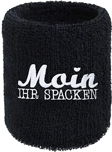 Moin Ihr Spacken lustiges Schweissband mit Stickerei Spruch Designer Schweißband & Absorbierendes Frottee | Extreme Sport Wristband Geschenk Armband Spruch