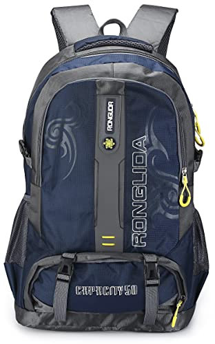 Black Jungle 50L wasserdichter Reiserucksack, Wanderrucksack Trekkingrucksack für Sport, Camping, Fahrradreisen, Klettern, Reiten und Reisen mit großer Kapazität (Blau)