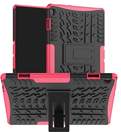 Dlahaby Protective Case for Lenovo Tab M10 TB-X605F/ TB-X605L/ TB-X505F/ TB-X505L,Silicone + PC with Stand Function Cover for Lenovo Smart Tab M10 10.1 Inch 2018 Tablet,Hot pink