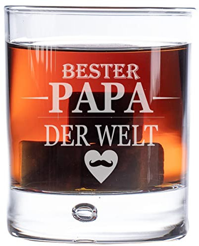 AIGAT Verre à whisky personnalisé avec gravure « Bester Papa Der Welt » – Cadeau pour papa 270 ml
