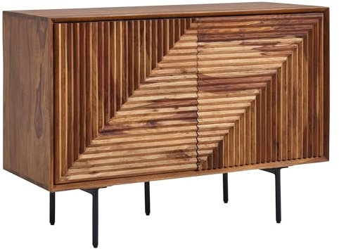 Wohnling Sideboard 100x40x71 cm Sheesham Massivholz Metall mit Türen