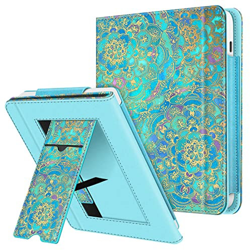FINTIE Étui Compatible avec 7 Kobo Libra Colour 2024 / Kobo Libra 2 2021 (Modèle: N428 / N418), Coque Liseuse avec Béquille et Fente pour Carte et Dragonne Jade