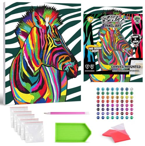 Splat Planet Zebra Gerahmte Diamantmalerei-Sets gerahmte Kristallkunst Gerahmte Diamantkunst 5D-Diamant-Malkits Heim Wanddekoration Kunsthandwerk für Erwachsene Kinder 30x40Cm