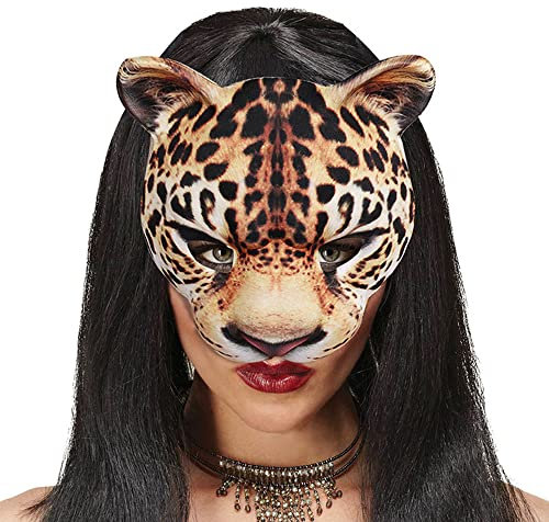 NewL Halloween 3D Tier Halbgesichtsmaske Maskerade Party Cosplay Kostüm für Damen und Herren (Leopard)