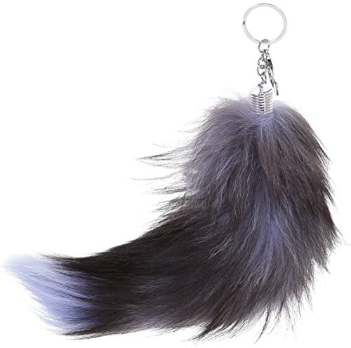 ifundom Porte-clés queue de renard pelucheux - Jouet en - Pendentif de voiture - Accessoire pour à main - Décoration à suspendre - Noir