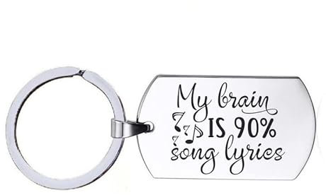 Schlüsselanhänger Edelstahl - Mein Gehirn ist 90% Song Lyrics, silberfarben