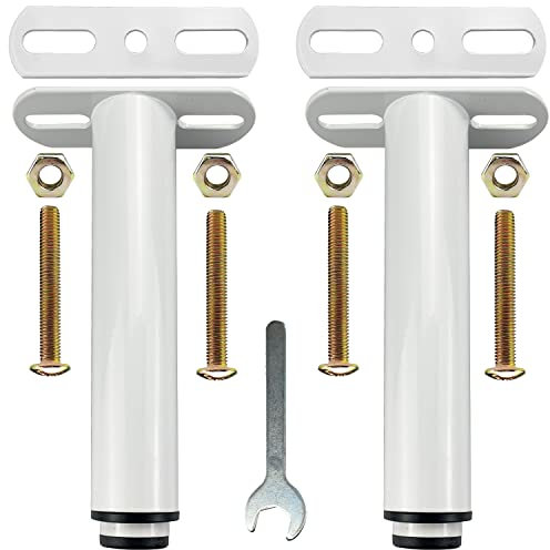 Jiehaojia Lot de 2 Pieds de lit réglables en Forme de T rétractables Blanc en métal pour lit, canapé (17,8-33 cm)