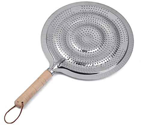 Meokro Diffuseur de chaleur en fer + poignée en bois pour poêle à gaz et cuisinières électriques.