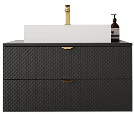 Mirjan24 Waschbeckenschrank Agires 01 mit Waschbecken und Siphon, Unterschrank Waschtisch Waschtischunterschrank (Schwarz)