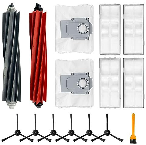 Fixbetter Kit di Accessori di Ricambio per Roborock S8+, S8 Pro Ultra aspirapolvere robot, 2 spazzole in gomma, 2 sacchetti per la polvere, 6 spazzole laterali, 4 filtri, 1 spazzola per la pulizia