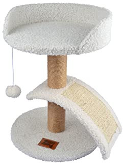 Arbre à Chat avec Jouet et Griffoir 30 x 40 cm Ecru Wooly