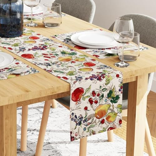 Encasa XO Boho-Jacquard-Set mit 4 Tischsets und 1 Tischläufer 32x150 cm | [Deisgn] Design | Vintage-Stil | Gewebter Bohemian-Wandteppich zum Essen – maschinenwaschbar