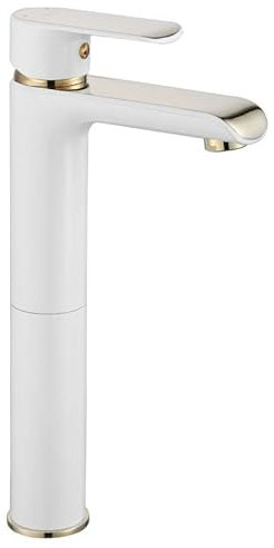 Rea Waschtischarmatur BLOOM WHITE GOLD HAUT Wasserhahn Bad Badarmatur aus Messing Armatur für Waschbecken Badezimmer Mischbatterie Waschbecken Einhebel (Gold)