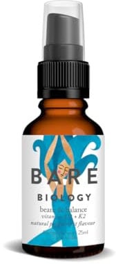 Bare Biology Vitamin D3 4000IU + K2 100ug Daily Oral Vitamin D Spray - Beam & Balance Natural Peppermint Flavour (60 Day Supply - 25ml) Vegan UK Vitamin d3 & k2. Supports Immune Health, Bones & Teeth