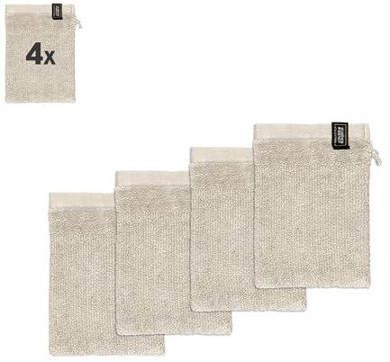 Schöner Wohnen Waschlappen Baby Frottee Baumwolle Öko-Tex - beige - Waschlappen Set im 4er Pack für Gesicht - Waschhandschuh Körper - 16x21cm - klein - für Kinder & Neugeborene
