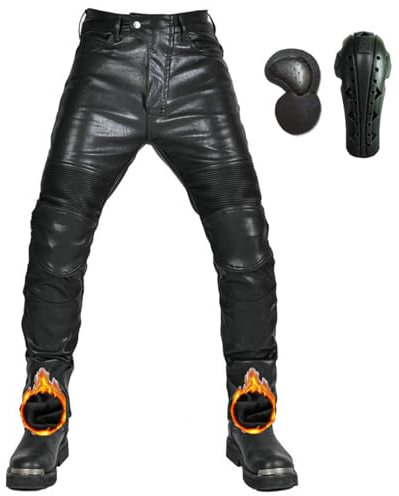 KFDZSW Pantalon De Moto Pour Hommes Pantalon Softshell Imperméable Coupe-vent Pantalon Chaud En Polaire Pantalon De Protection Moto Avec Rembourrage. (4XL)