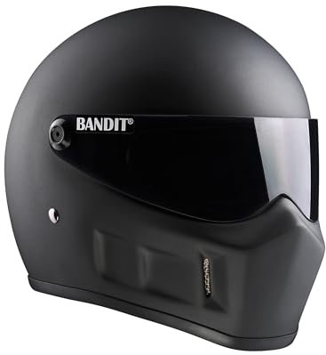 Casco de Moto Integral BANDIT Super Street II Negro Mate Visor Tintado Streetfighter Custom Biker Style Dull Black Motorcycle Helmet SSMB (L)